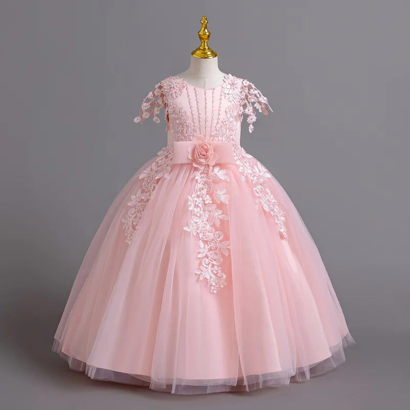 Prinzessin Mädchen Kommunion Geburtstags feier Tanz Leistung Pailletten schwarz Kleid Mädchen Hochzeit Brautjungfer Party Langarm Kleid