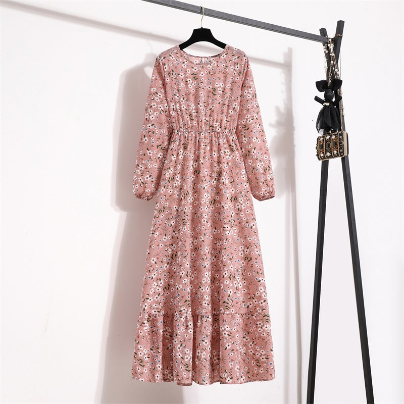Frühling Sommer Frauen Maxi Kleider Casual Volle Hülse Floral Gedruckt Oansatz Frau Bohe Strand Party Lange Kleid Mujer Vestidos