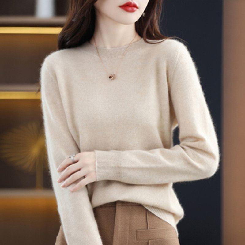 Frauen Pullover Oansatz Herbst Winter Grundlegende Pullover Warme Casual Pulls Jumper Koreanische Lange ärmeln Solide Strickwaren Bodenbildung Shirt