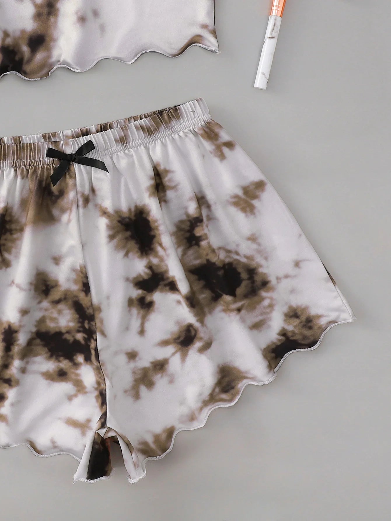 Y2K Tie Dye Dream Grafik-Pyjama-Set für Damen, Cami-Crop-Top und Shorts, zweiteilige Nachtwäsche, Loungewear, sexy Salatbesatz, neu und heiß