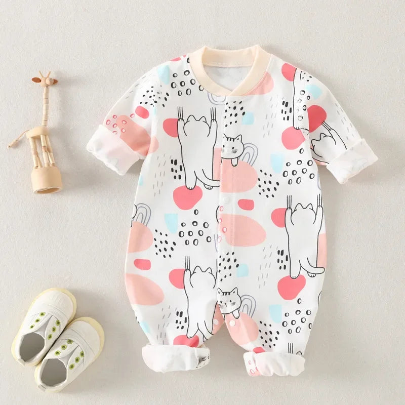 Baby-Body, Baumwolle, bedruckt, langärmelig, für Jungen und Mädchen, für Kleinkinder, Komfort, Creeper, Einteiler, Frühling und Herbst