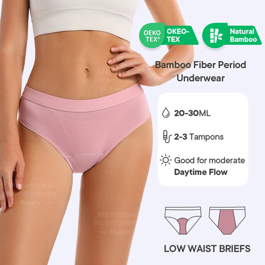 Menstrual Panties Bamboo Fiber Reusable Breathable 4-Layer Leakproof Protection Period Underwear Fast Absorbent.