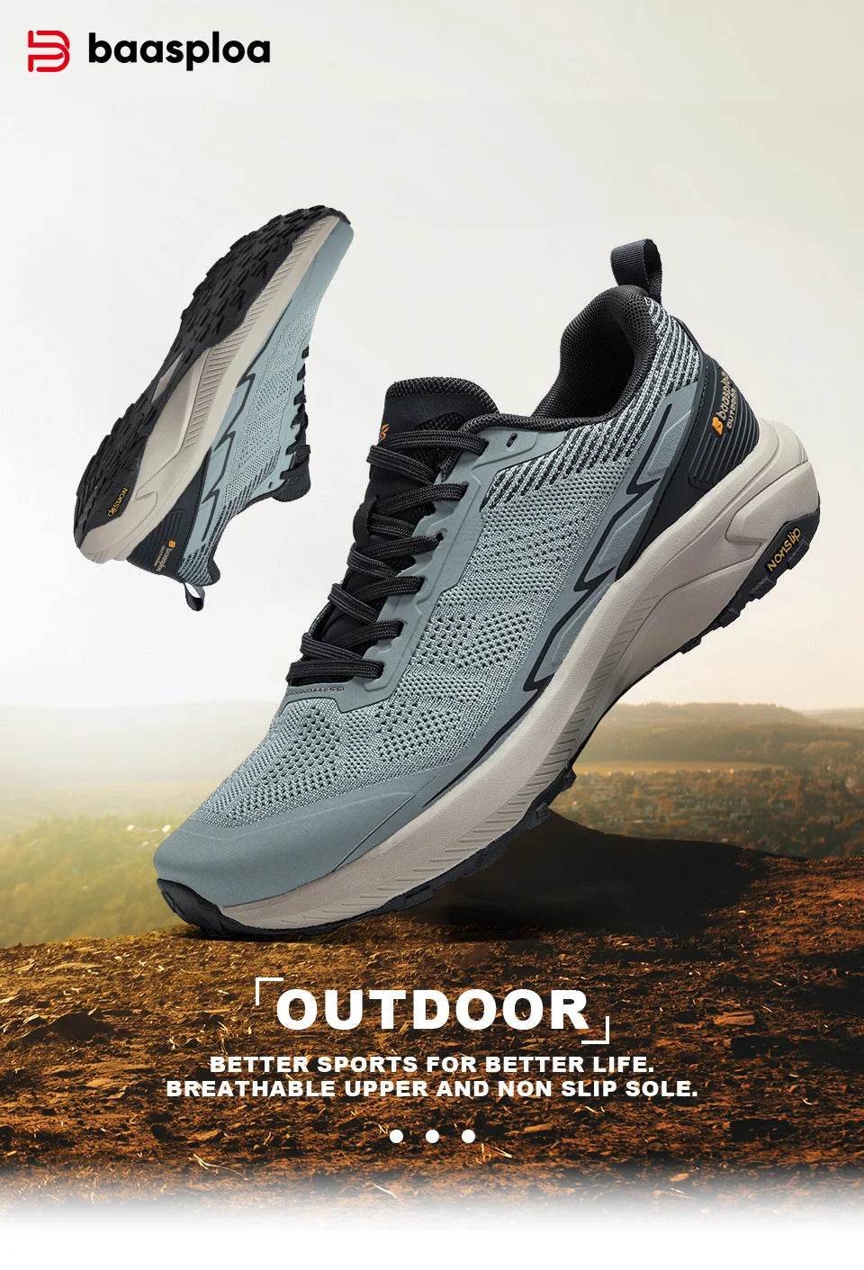 Baasploa Männer Wanderschuhe Komfort Tragen Beständig Outdoor Schuhe Männer Atmungsaktives Mesh Casual Turnschuhe Klettern Nicht-Slip Spitze Up