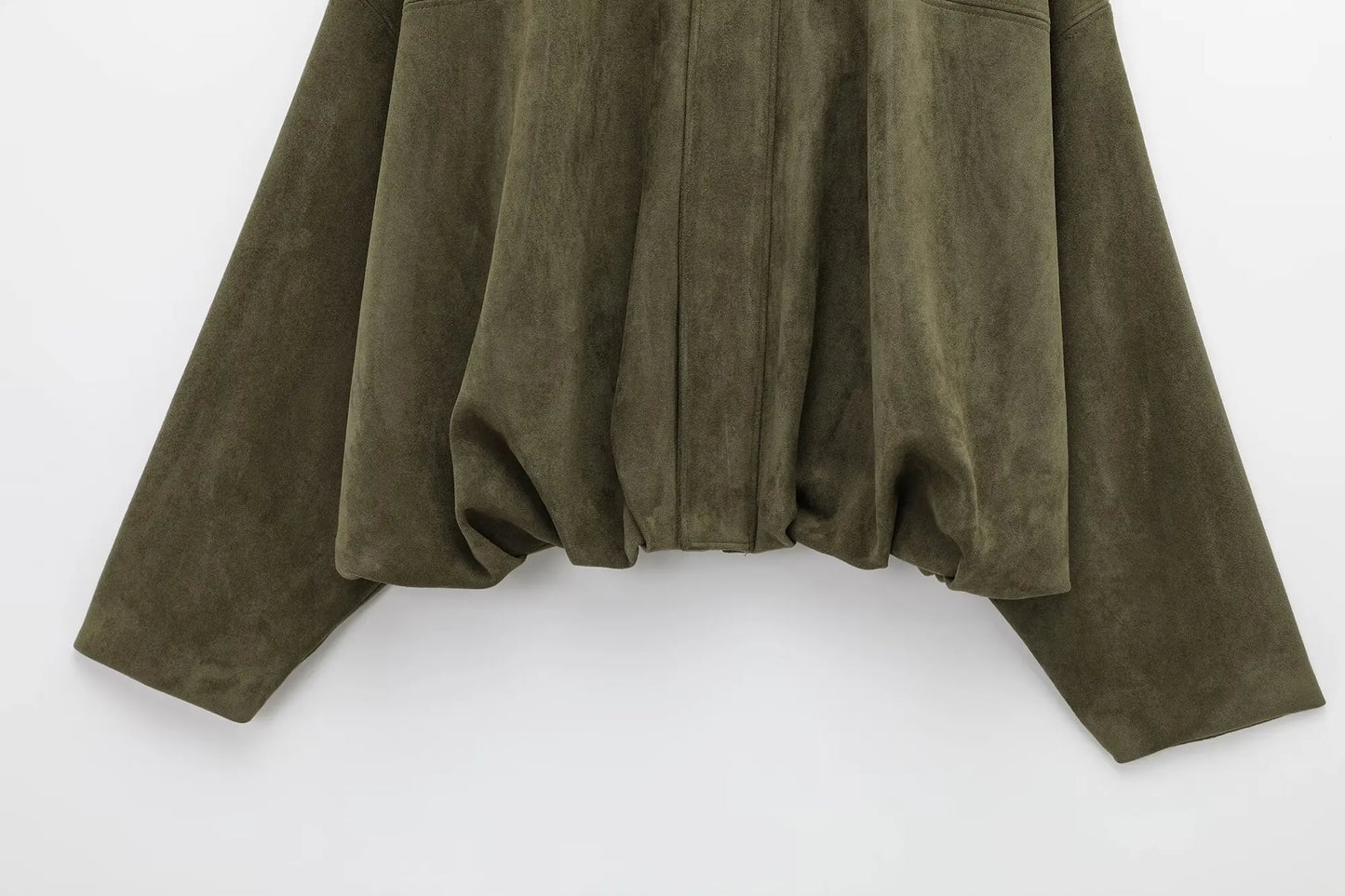 TRAFZA Damen-Jacke mit Wildleder-Textur, High Street, lange Ärmel, Umlegekragen, elastischer Reißverschluss, Knopfleiste, solider, trendiger Frühlingsmantel
