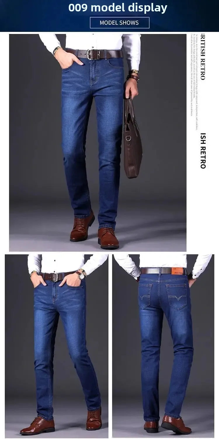 Elastische Jeans für Herren, Frühling und Herbst, lockere Passform, gerades Bein, vielseitige Hose, verschleißfest, lässige Konstruktion, Bienenhose, Sommer