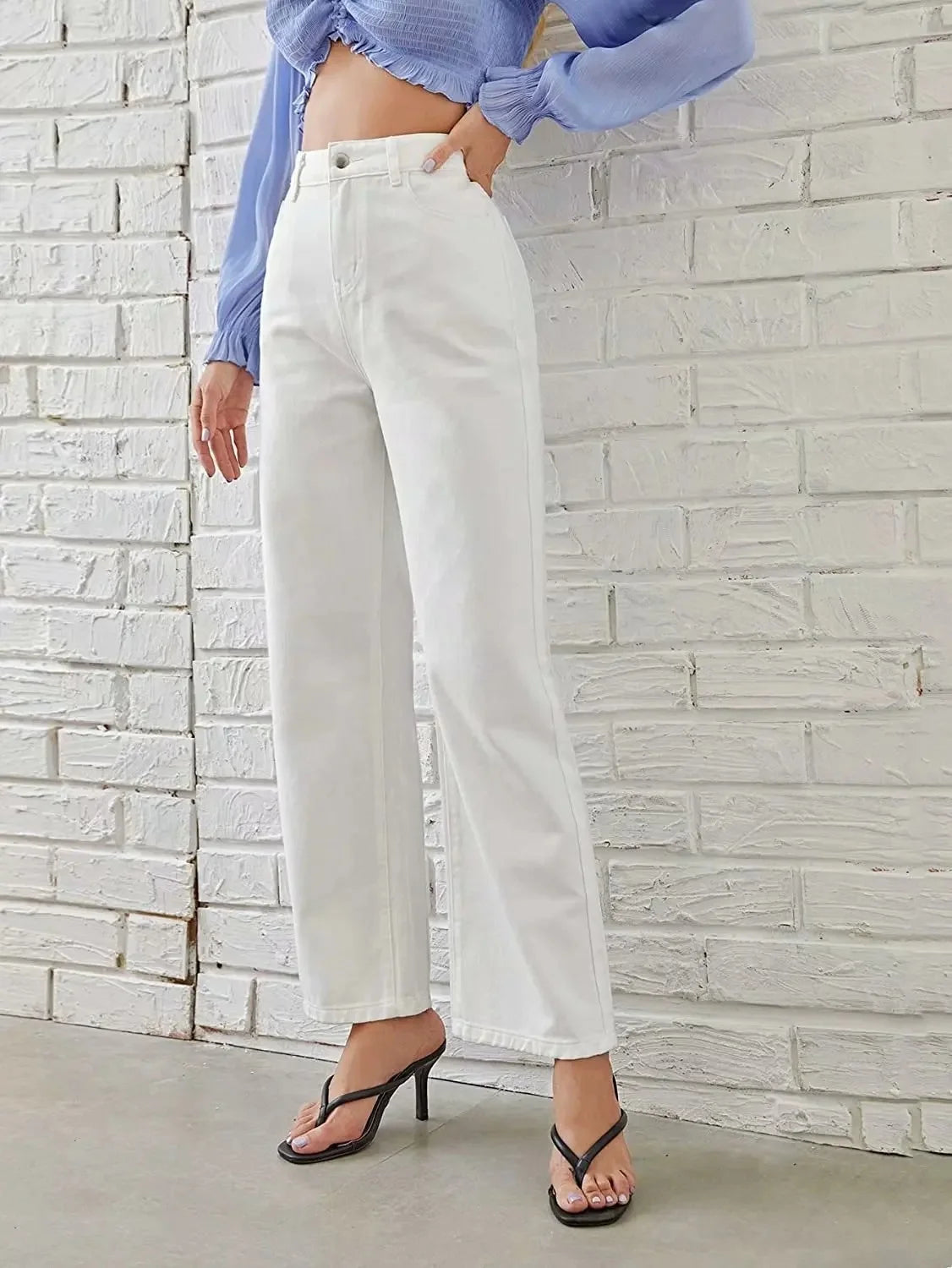 High Waist Wide Leg Jeans Women Summer New Slimming Floor Length Straight Retro American Drapey Loose Fit Casual Trousers.