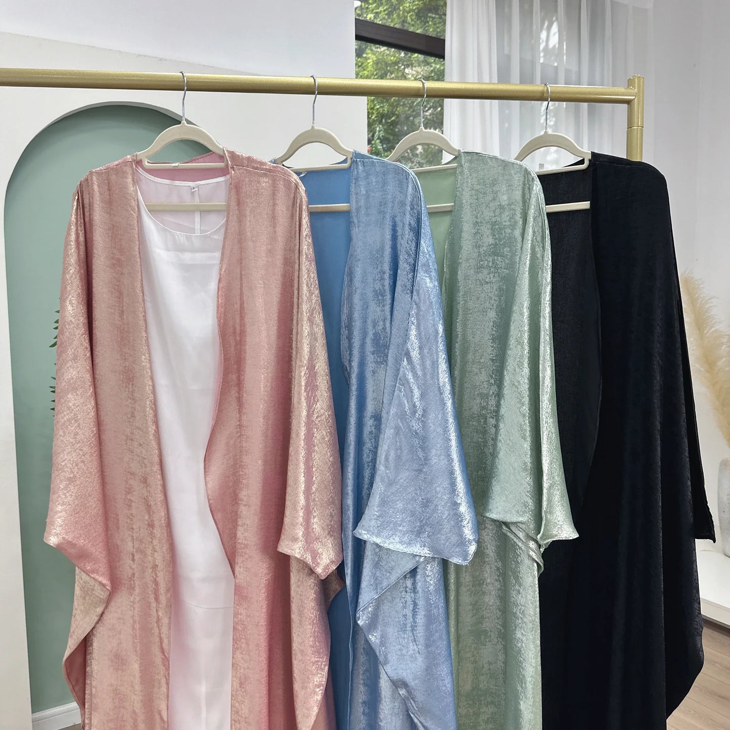 Mode Elegante Dubai Türkische Abaya Kleid Frauen Muslimische Frauen Muslimischen Kimino Kleid Abayas Vorne Offen Strickjacke