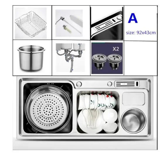 304 stainless steel kitchen sink double-bath thickened countertop or WF9141530