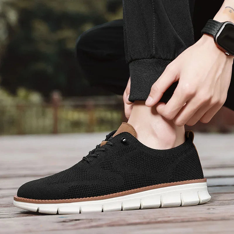Herren-Freizeitschuhe, klassische, atmungsaktive Brogue-Flats, dämpfende Farbblock-Design-Kleiderschuhe, vielseitige Turnschuhe, leicht