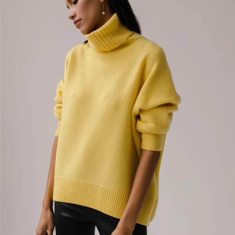 Herbst Und Winter Verdickte Rollkragenpullover frauen Lose Faul Gestrickte Pullover Silhouette Casual Pullover