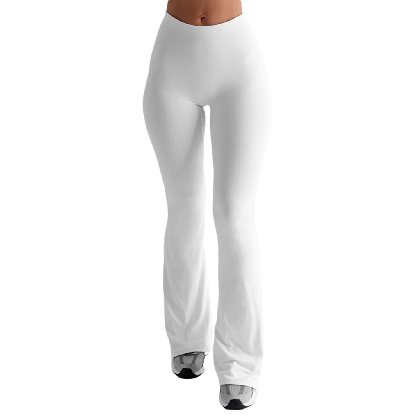 Frauen Casual Solide Farben Hohe Taille Schlaghosen Trendy Bootcut Hose Ausgestellte Leggings Hosen für Streetwear