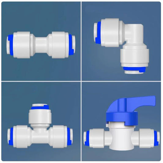 5PCS 3/8" Ball Valve Tees 1/4" OD Elbow Quick Connect Push In to Connect for RO Water Reverse Osmosis System Water Tube Fitting