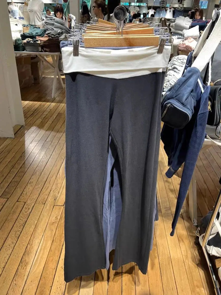 New Basic Black T-shirt Pants Sets Women O-neck Slim Tees+ Patchwork Yoga Sweatpants Solid Vintage Cotton Sport 2 Pieces Sets.