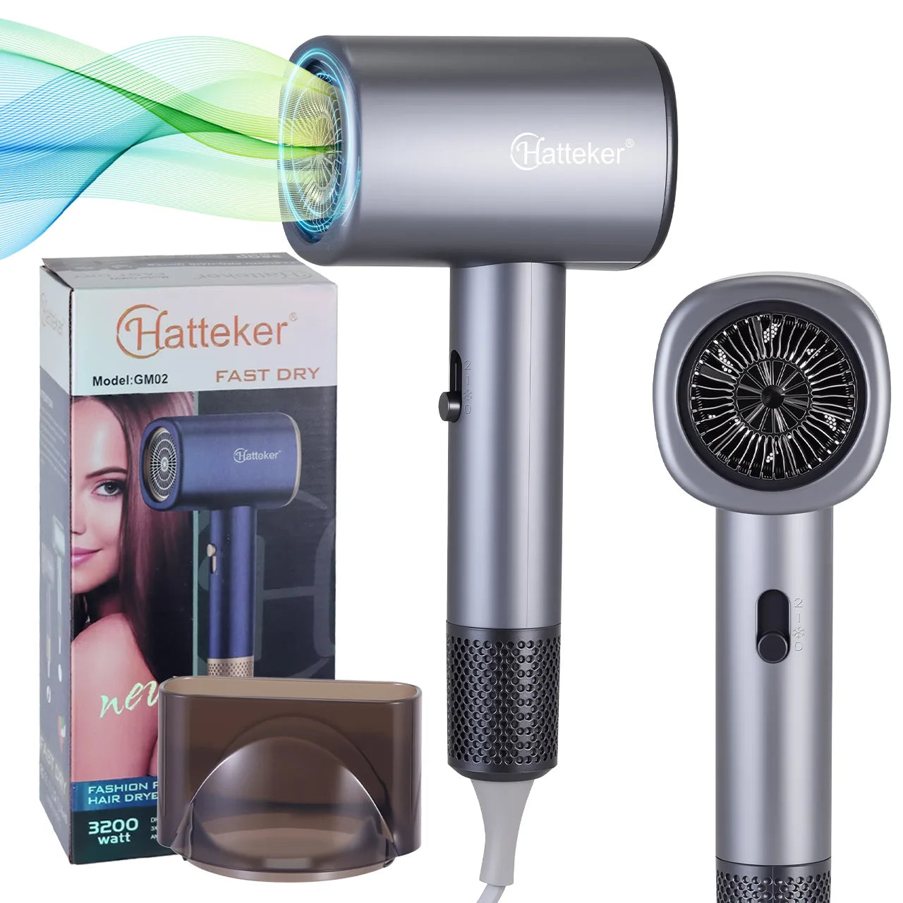 Hatteker 3200W Portable Hair Dryer 3 Temperature Settings Home Use Hotel Salon Professional Electric Blow Dryer for Travel