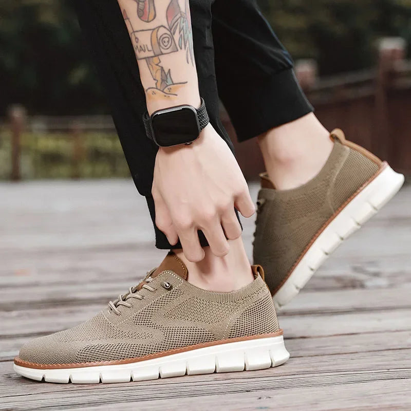 Herren-Freizeitschuhe, klassische, atmungsaktive Brogue-Flats, dämpfende Farbblock-Design-Kleiderschuhe, vielseitige Turnschuhe, leicht