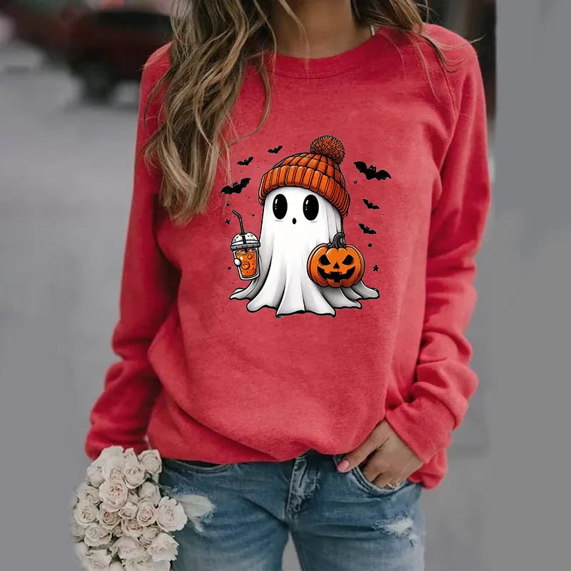 Niedliche Geister muster Pullover Frauen lässig Halloween Geist Harajuku Pullover fallen Frauen Tops