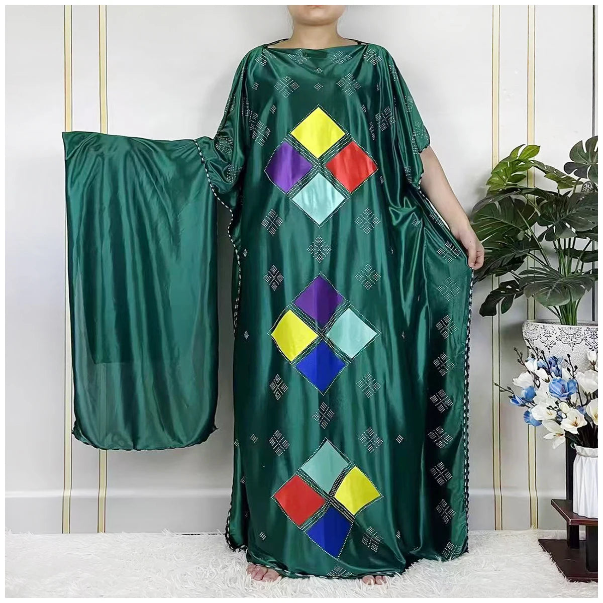 African Abaya For Women Kaftan islamic Clothing With Scarf African Women Dress Inlaid Mubarak Dubai Femme Luxury Muslim Dress