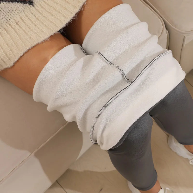 Ultra dicke Imitation Lamm Kaschmir künstliche Samt Leggings, Winter Plüsch verdickte hoch taillierte lange Hosen, warme Hosen