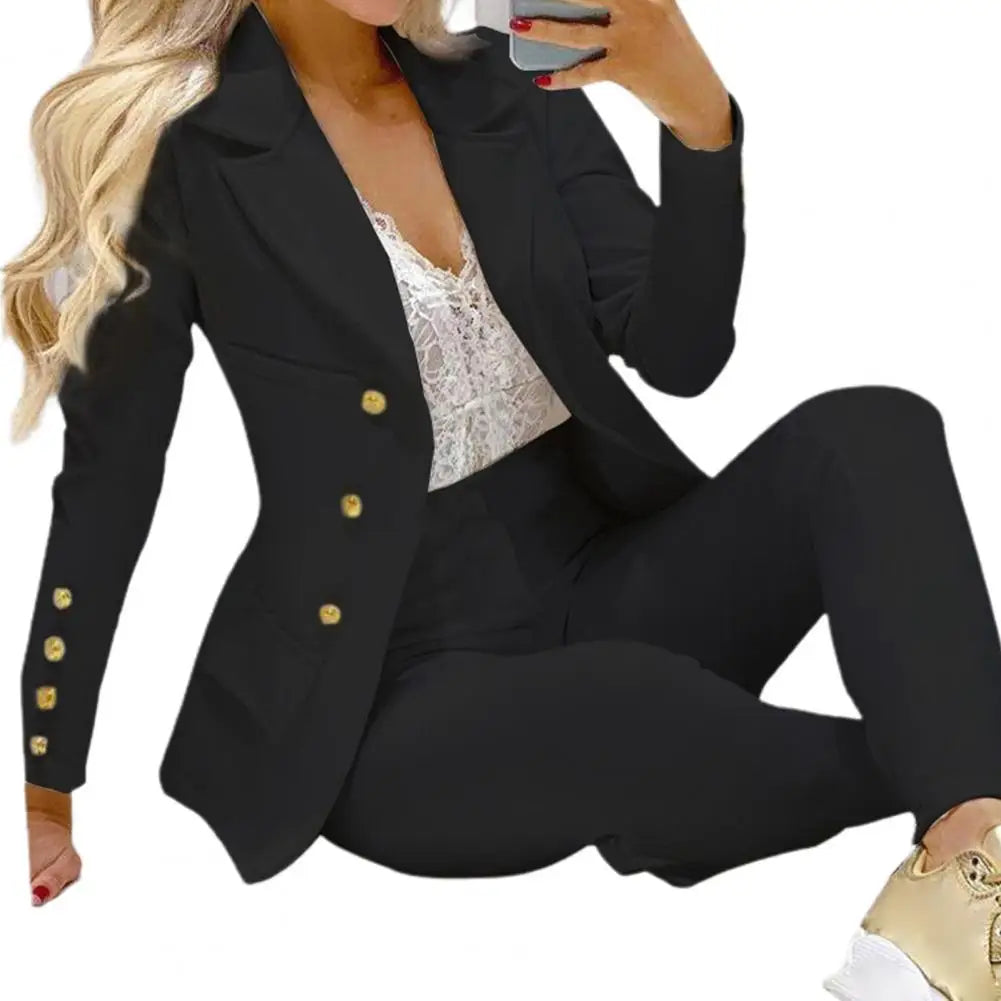 High Waist 2 Pcs/Set Stylish Slim Cardigan Lady Business Two-Piece Set Office Lady Business Suit Cardigan for Work.