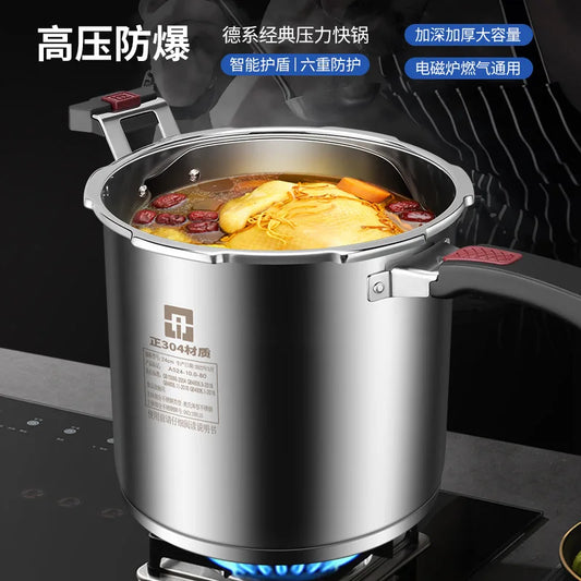 4L/5L/6L European 304 Stainless Steel Pressure Cooker Explosion-proof Household Pressure Cooker Gas Open Flame Induction Cooking.