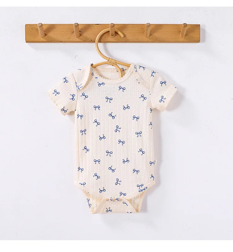 0-24M Baumwolle Baby Mädchen Strampler Herz Druck Nette Prinzessin Body Sommer Neugeborenen Kind Baby Kleidung Kurzarm outfit