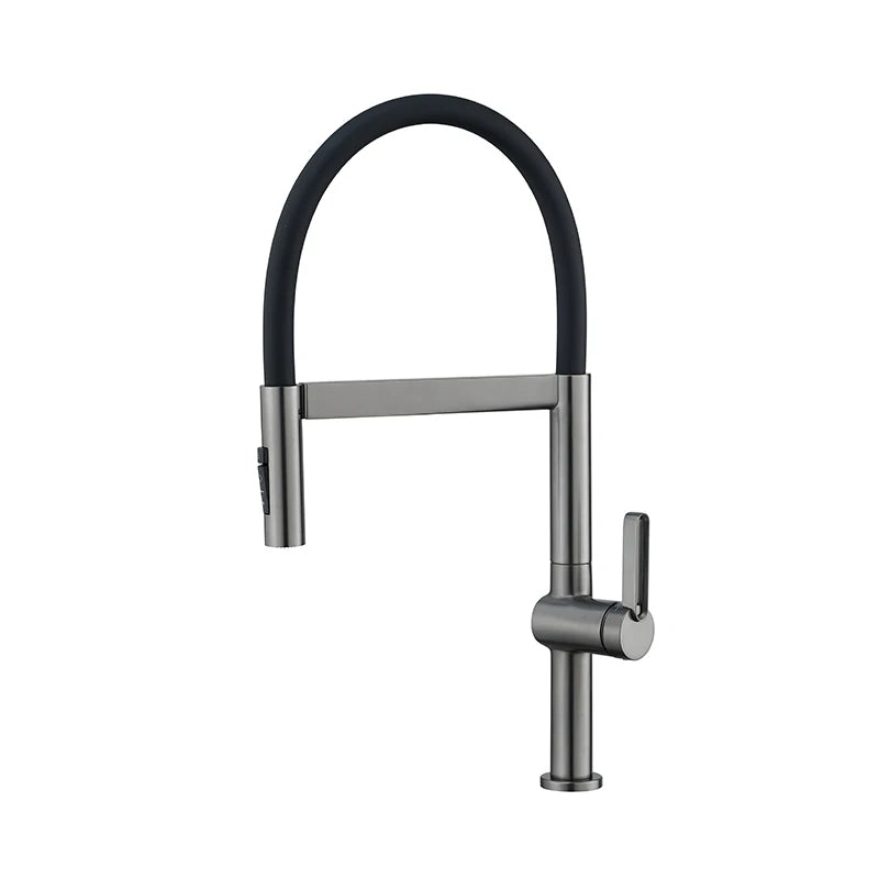 VGX Brushed Kitchen Faucet Sink Faucets Rubber Pull Down Stream Sprayer Taps Rotatable Kitchen Mixer Water Tap Hot Cold Crane