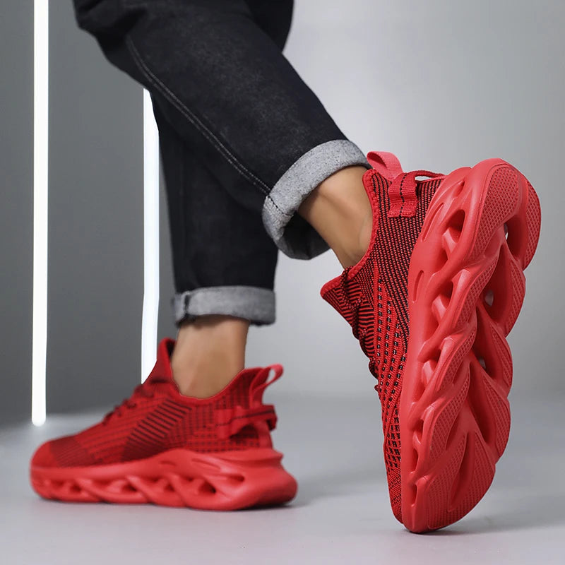 Männer Schuhe Bequeme Turnschuhe Atmungsaktiv Für Mesh Tennis Sport Laufen Gehen Im Freien Rot Fliegen Weben Frauen Slip-on Gym schuhe