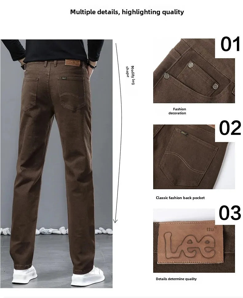 2024 herbst/Winter Neue männer Jeans Business Lose-Fit Gerade Bein Hohe Taille Baumwolle Casual Trendy hosen