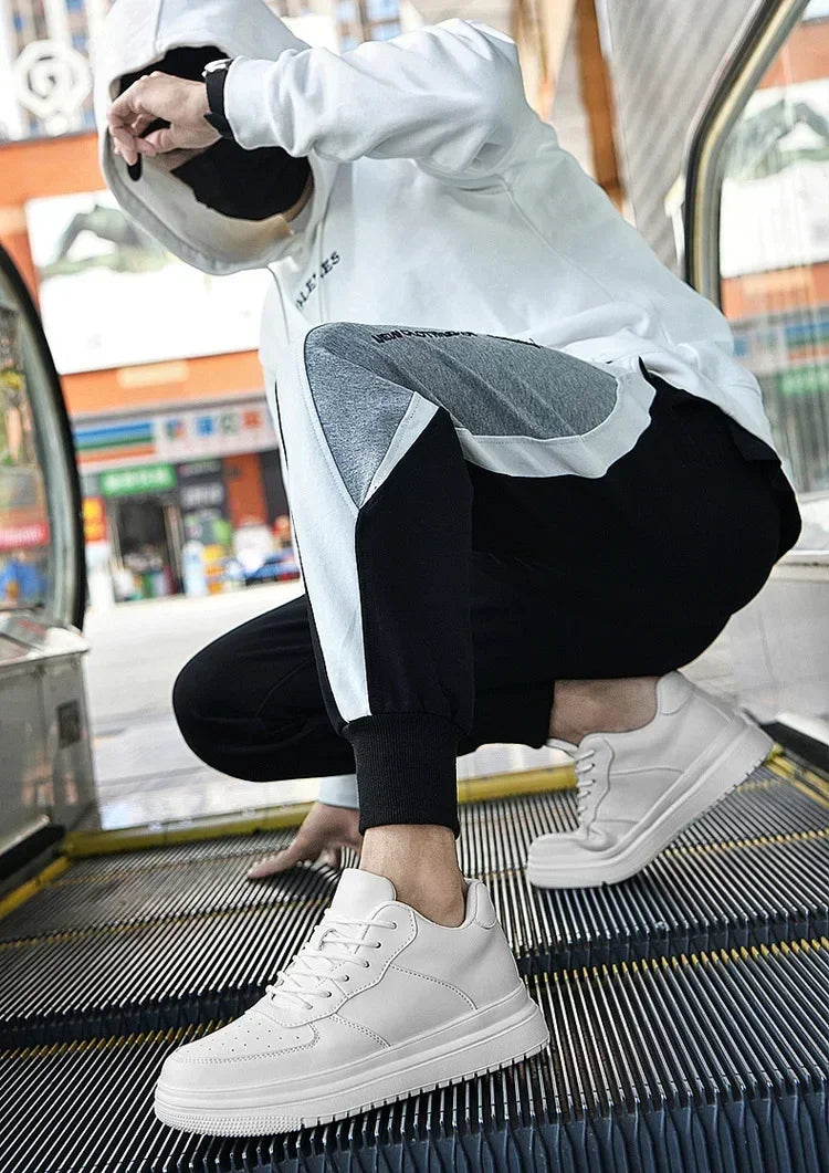 PDEP Neue Höhe Zunehmende Schuhe für Männer 10 cm Unsichtbare Aufzug Turnschuhe Weiß Leder Sport Zapatillas De Hombre Große Größe 46