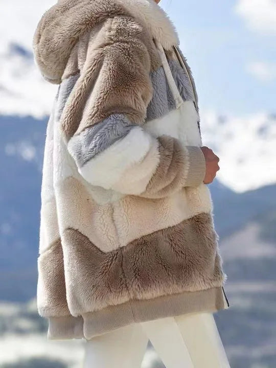 Übergroße Jacke für Frauen 2023 Neue Herbst Winter Warme Plüsch Tasche Mit Kapuze Streetwear Lose Dame Oberbekleidung Mantel Roupas Feminina