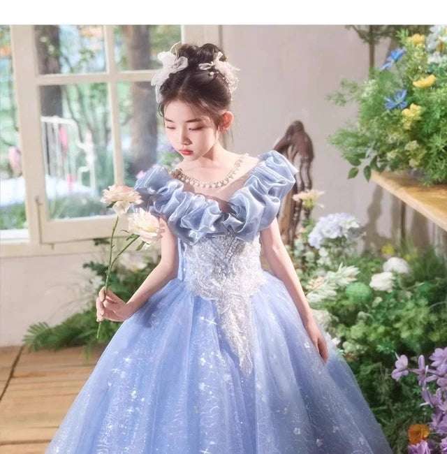 Elegangt Mädchen Abendkleid Luxus Prinzessin Kleid Geburtstag Party Pageant Outfit Kinder Klavier Rezitieren Leistung Formelle Kleidung