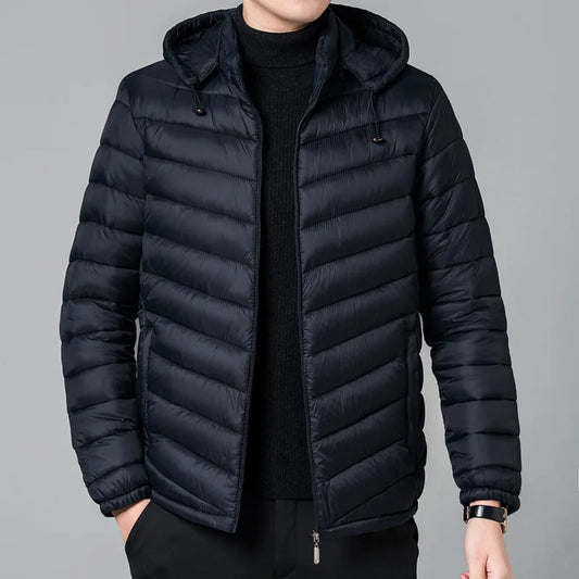 New Autumn Men's Thin Cotton Jacket Ribs Middle-aged and Elderly Hooded Cotton.