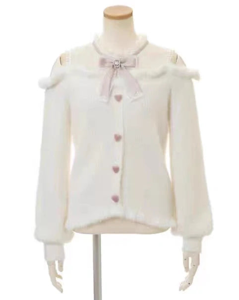 Liz-Pullover, japanische Massenproduktion, Herbst- und Winterwolle, schulterfrei, Spitze, schmaler kurzer Pullover, weicher, pelziger Strickpullover