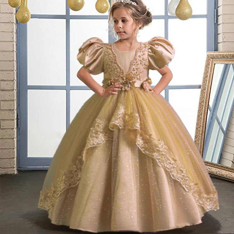 Neue wunderschöne Mädchen Party kleid Eröffnungs feier Kleidung Halloween Performance Tanz Prinzessin Rock 4-12t Weihnachts kleid