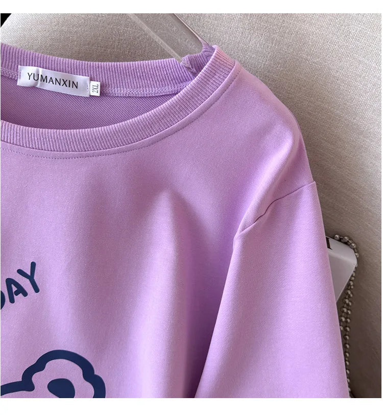 170 kg Plus Größe Damen Büste 170 Frühling Herbst Lose Langarm Cartoon Print Pullover Sweatshirts 4XL 5XL 6XL 7XL 8XL 9XL