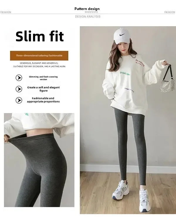 Hoch taillierte, dünne Leggings aus Modal-Baumwolle, Übergröße, Sicherheitshose, elastische Oberbekleidung, Leggings mit mittlerer Taille für Damen
