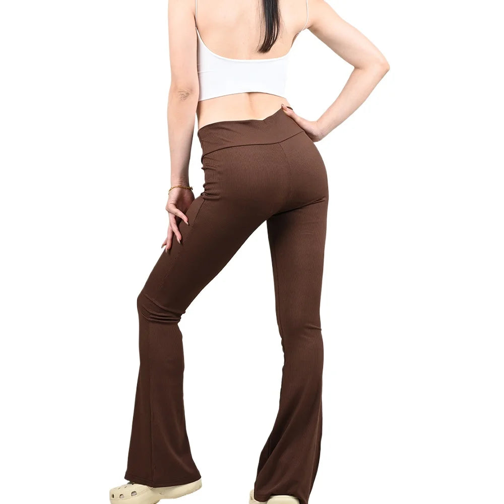 Frauen Flare Leggings Yoga Hosen Famale Hohe Taille Fitness Hosen Mädchen Schlaghosen Yoga Hosen Stretch Gym Casual Sport S-XL