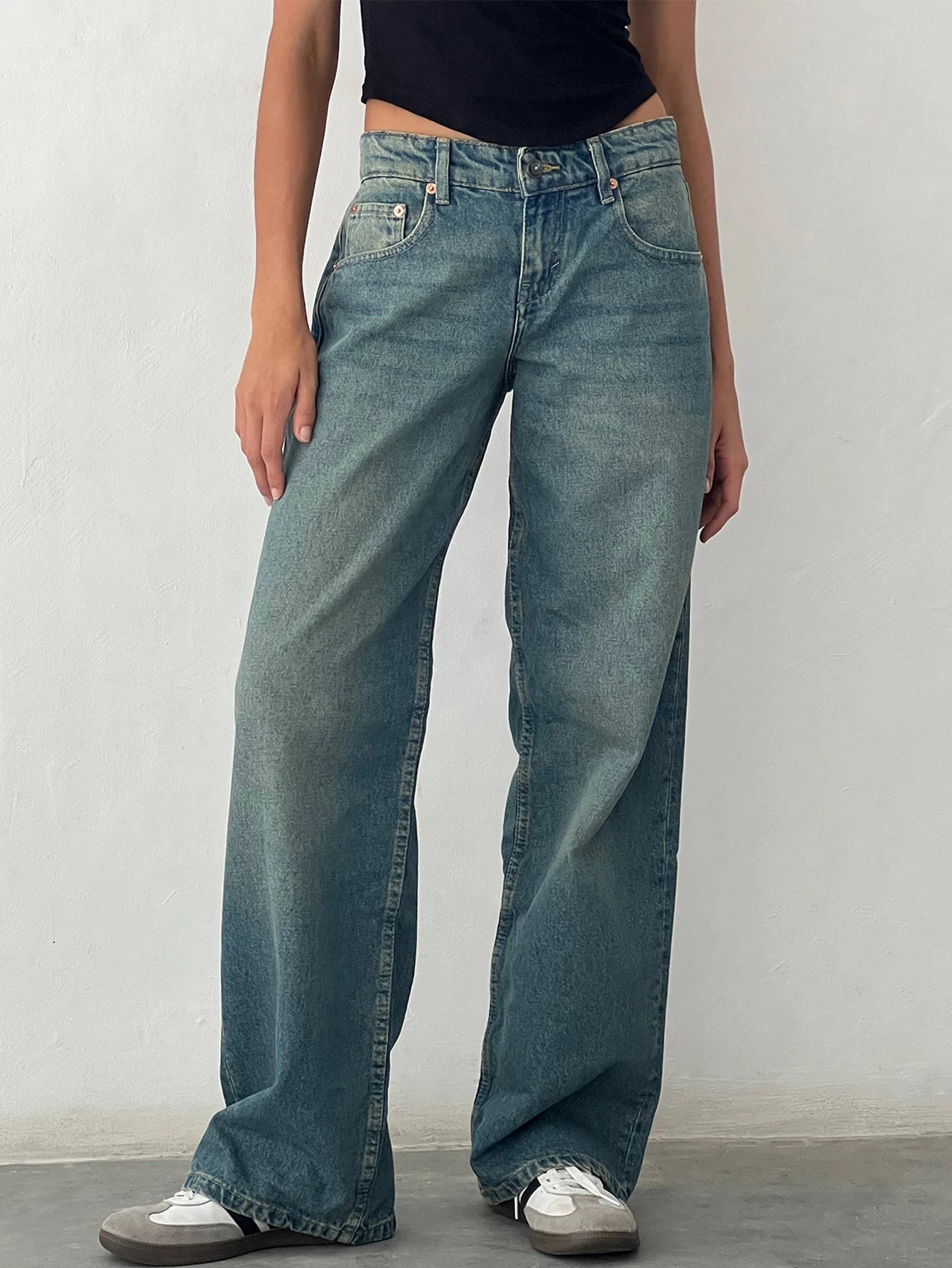 2024 neue Y2K Hohe Taille Baggy-Jeans Für Frauen Mode Lose Denim Breite Bein Hosen Casual Weibliche Kleidung XS-XL Drop verschiffen