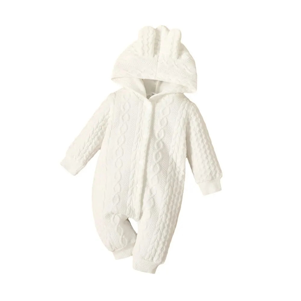 0-18 Monate Neugeborenes Baby Mädchen Bodysuit einfarbig Hoodie Langarm Stram pler Herbst & Winter warme Overall Kleidung für Baby