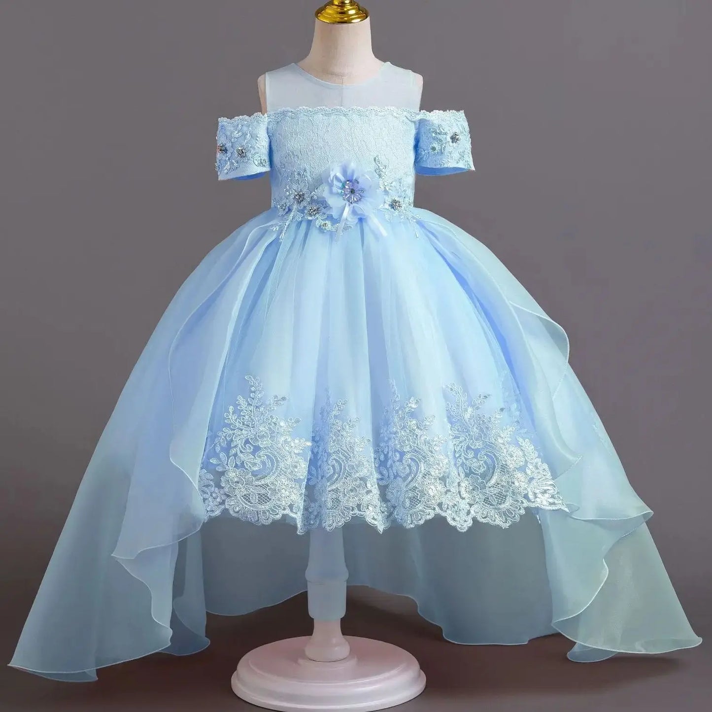 Luxus Perlen Kleider Für Kinder Spitze Schleppende Hochzeit Prinzessin Kleid Für Mädchen Geburtstag Prom Gala Leistung Lange Ballkleid