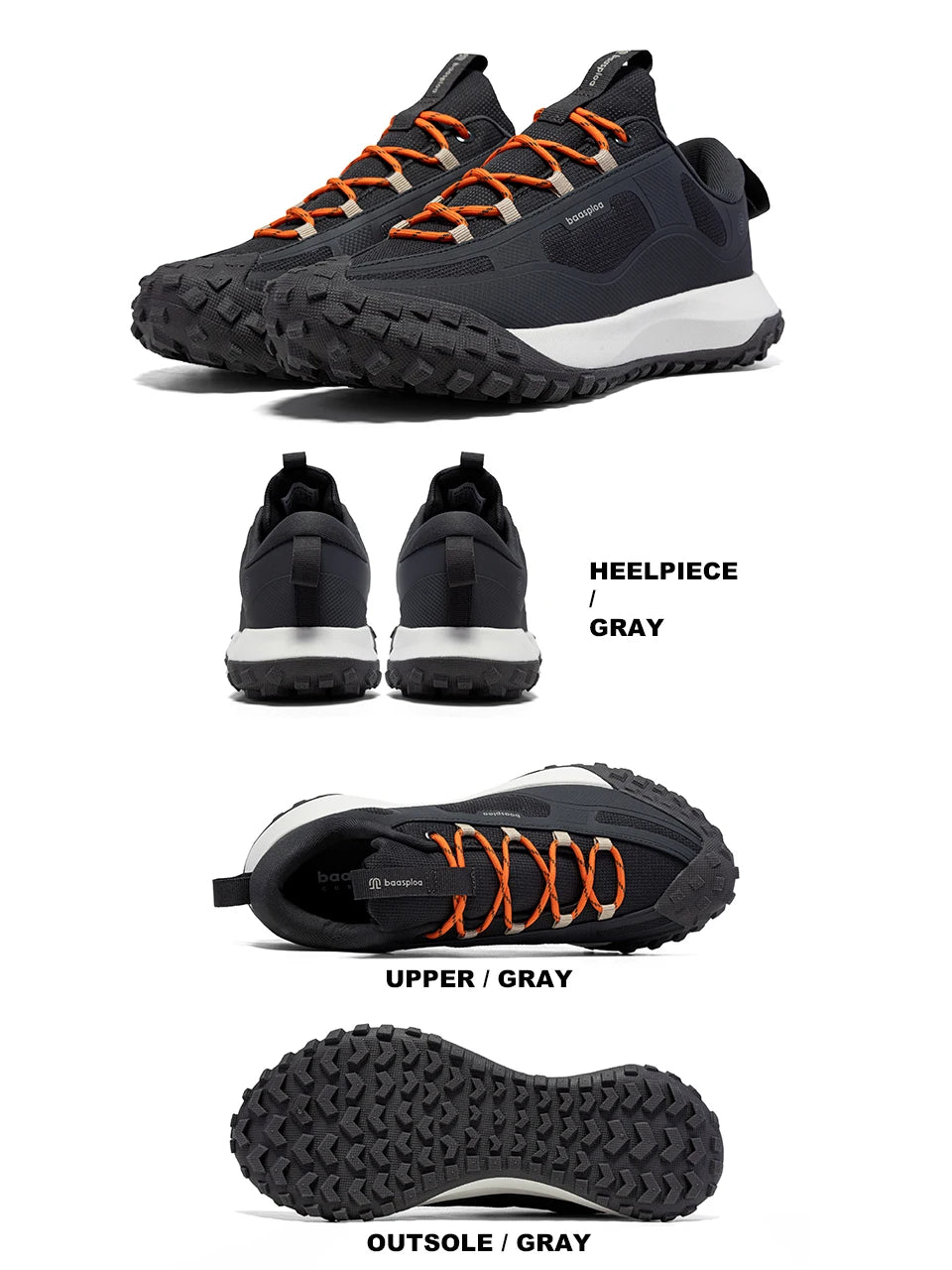 Baasploa Wanderschuhe Herren Outdoor Wasserdicht Camping Beständig Rutschfeste Turnschuhe Männlich Lässig Leichte Schnür-Wanderschuhe