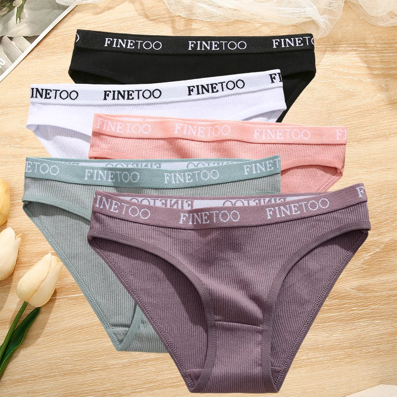 5Pcs/Set Sexy Women' Cotton Pantys Comfort Letter Printed Woman Briefs Ladies Underpants Fashion Girls Waist Band Lingerie M-XXL.