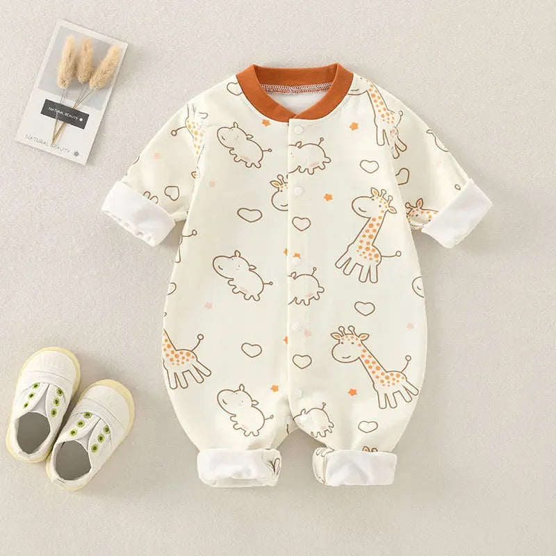 Baby-Body, Baumwolle, bedruckt, langärmelig, für Jungen und Mädchen, für Kleinkinder, Komfort, Creeper, Einteiler, Frühling und Herbst