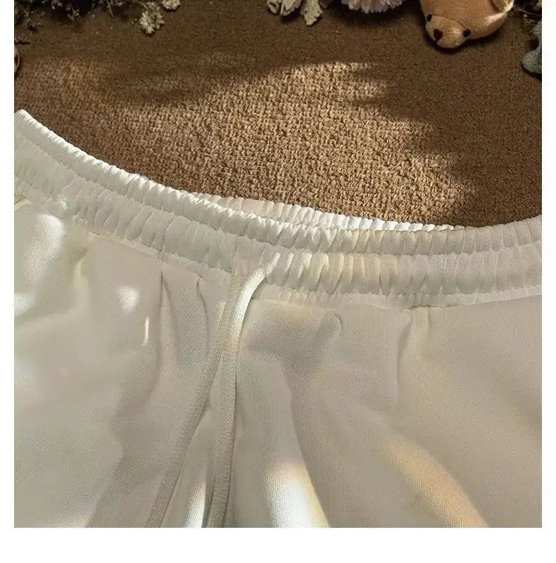 Sommer Casual männer Shorts Ins Trendy Marke Amerikanischen Stil Gespleißt Mittlere Taille Gerade Bein Lose Fit Breite Bein Minute Jogginghose