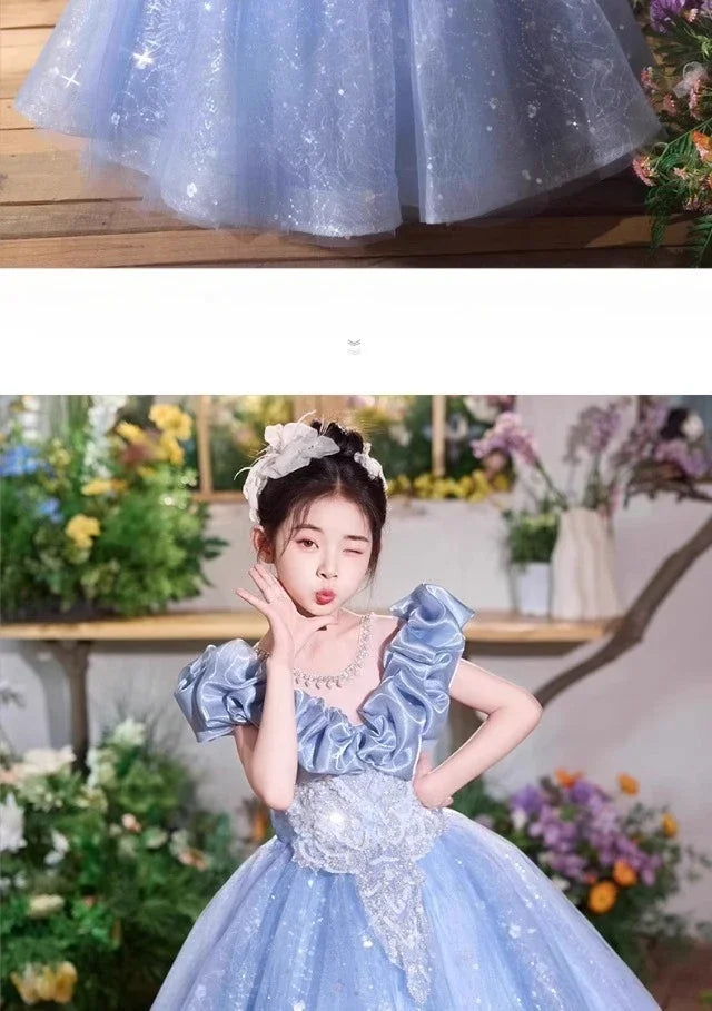 Elegangt Mädchen Abendkleid Luxus Prinzessin Kleid Geburtstag Party Pageant Outfit Kinder Klavier Rezitieren Leistung Formelle Kleidung