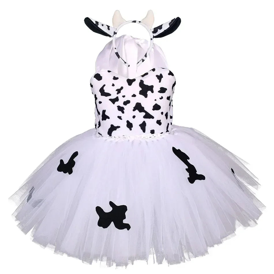 Halloween Tier Cosplay Kostüm für Kinder Wald Thema Kühe Tiger Giraffe Leopard Zebra Tutu Kleider Performance Tanz Sets