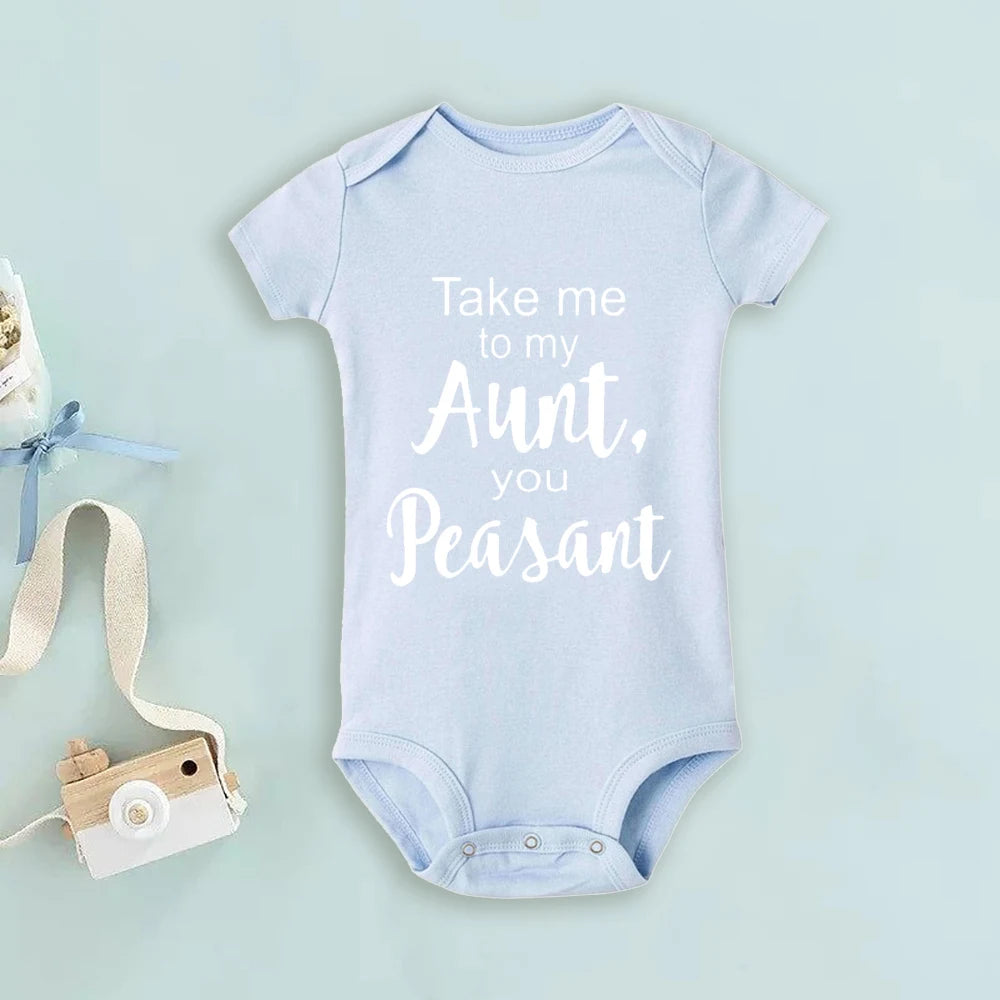 Take Me To My Tante You Baby-Body mit Bauernmuster, kurzärmelig, für Neugeborene, lockerer Komfort-Strampler, bestes Geschenk für Babys