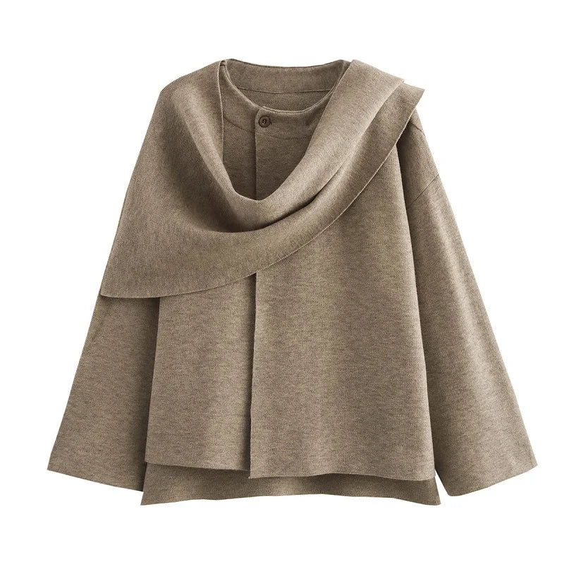 MUJER Plüsch-Wintermäntel für Damen, asymmetrischer Schal, Halbsaison-Jacke für Damen, Parkas, langärmelig, gepolsterter Mantel, Damenjacke