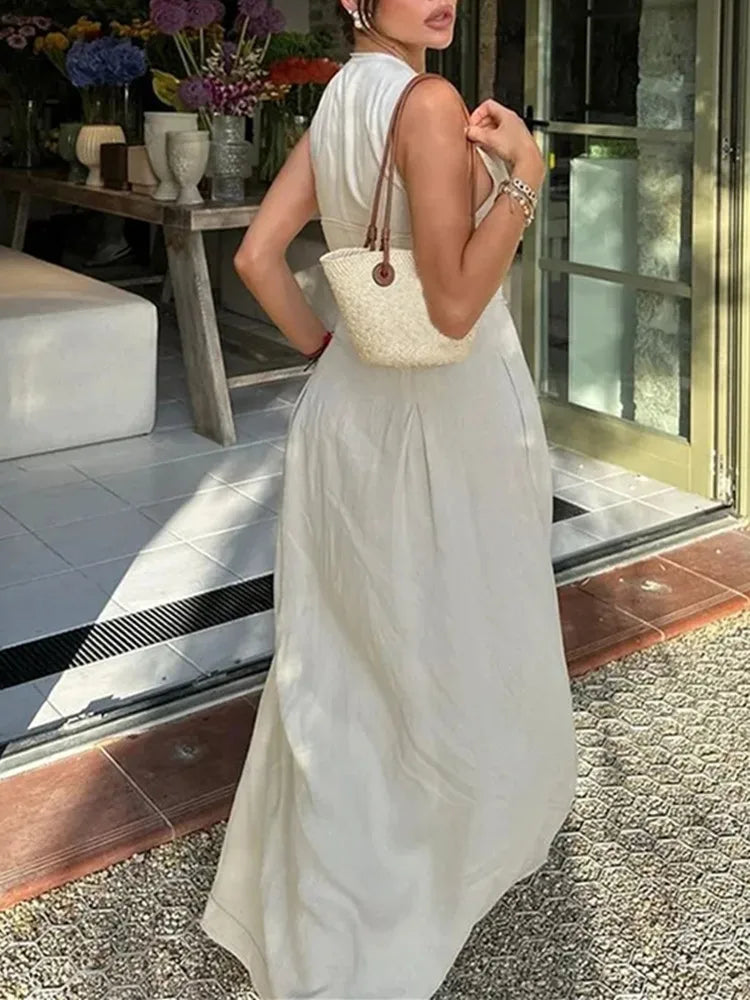 MUJER Zipper Langes Kleid Frau Plissee Ärmelloses, Figurbetontes Kleid Sommer Elegante Party Kleider Für Frauen 2025, Neue Midi Kleider