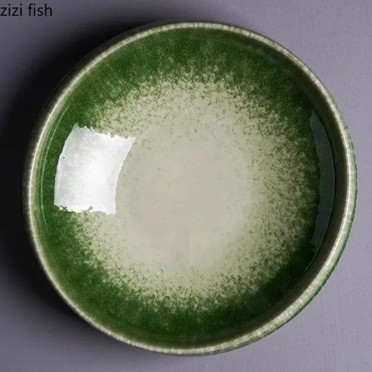 Retro Kiln Changes Ceramic Dinner Plate Irregular Salad Plate Pasta Plate Dessert Snack Plates Restaurant Creative Tableware.